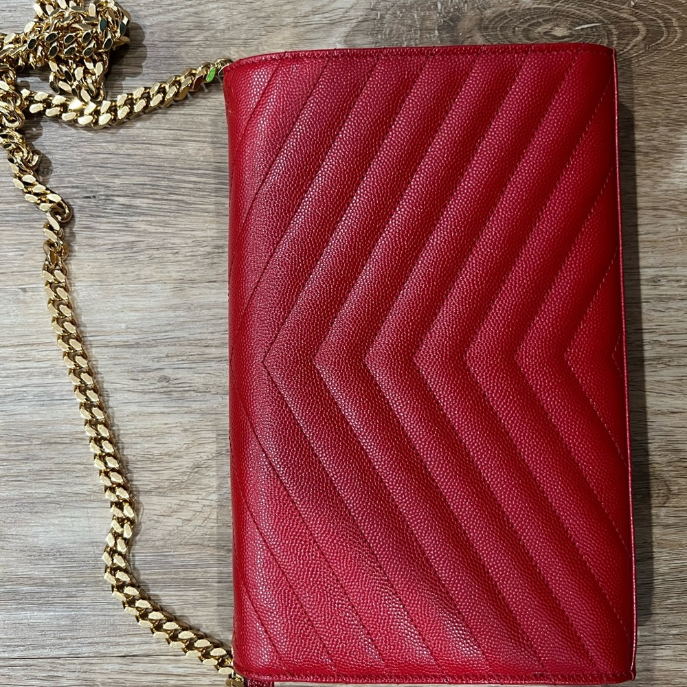 Saint Laurent Large Grain de Poudre Wallet on Chain - Picture 3 of 7